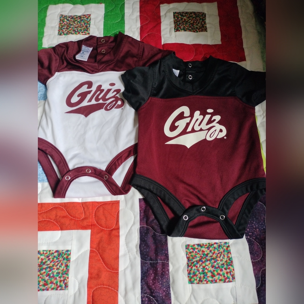 X2 Montana Griz 3-6 Month One Piece Burgundy/Black & Burgundy/White